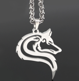 Vintage Nordic Rune Necklaces For Men Stainless Steel Norse Runes Viking Jewerly Pagan Elder Futhark Pendant Amulet Fashion Jewelry (Option: Grey Wolf)