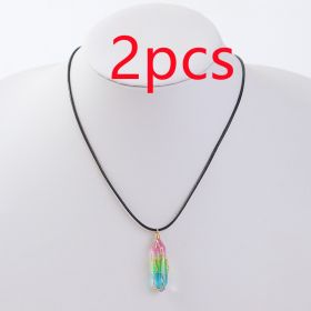 Women's Transparent Geometric Diamond Crystal Necklace (Option: Color-2PCS)