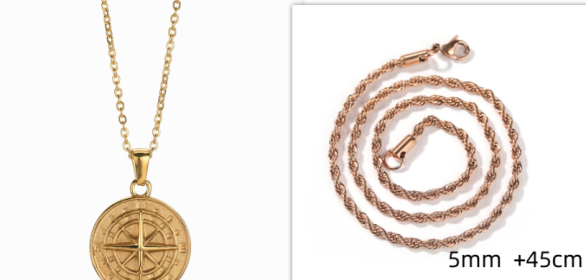 Stainless Steel Compass Circular Necklace (Option: Gold solidwith rosegold)