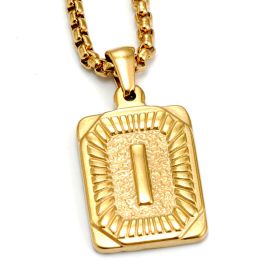 European And American Fashion Men's All-stainless Steel Letter Pendant Gold-plated 18K Titanium Steel Letter Necklace (Option: Gold-I)