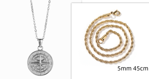 Stainless Steel Compass Circular Necklace (Option: Silver solid with gold)