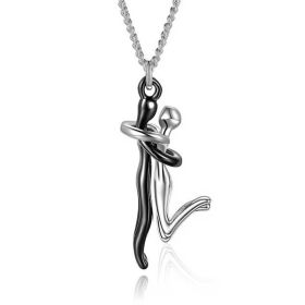 Couple's Pendant Humanoid Hug Necklace (Option: Black-Medium)
